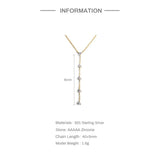 925 Silver Crystal Zircon Pendant Necklace Chain for Women Wedding Jewelry