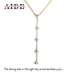 925 Silver Crystal Zircon Pendant Necklace Chain for Women Wedding Jewelry