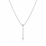 925 Silver Crystal Zircon Tassel Necklace Women Wedding Jewelry