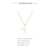 925 Silver Crystal Zircon Tassel Necklace Women Wedding Jewelry