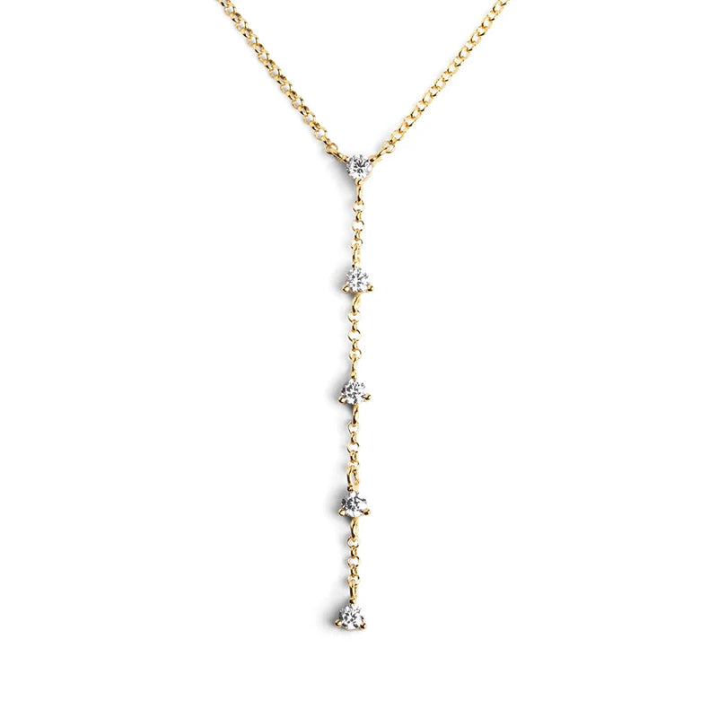 925 Silver Crystal Zircon Tassel Necklace Women Wedding Jewelry