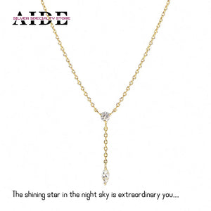 925 Silver Crystal Zircon Tassel Necklace Women Wedding Jewelry