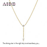 925 Silver Crystal Zircon Tassel Necklace Women Wedding Jewelry