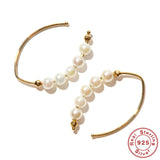 925 Silver Sweet Round Pearl Stud Earrings For Women Bride Wedding