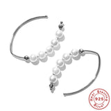 925 Silver Sweet Round Pearl Stud Earrings For Women Bride Wedding