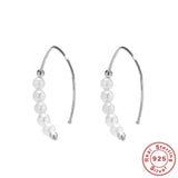 925 Silver Sweet Round Pearl Stud Earrings For Women Bride Wedding