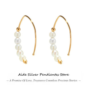 925 Silver Sweet Round Pearl Stud Earrings For Women Bride Wedding