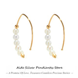 925 Silver Sweet Round Pearl Stud Earrings For Women Bride Wedding
