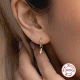 925 Silver Punk Drop Earring Shell Conch Star Moon Pendant Earrings