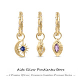 925 Silver Punk Drop Earring Shell Conch Star Moon Pendant Earrings