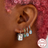 Colorful Oil Dropping Drop Earrings 925 Sterling Silver Enamel Ear Buckle