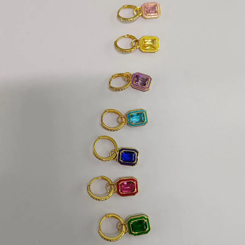 Colorful Oil Dropping Drop Earrings 925 Sterling Silver Enamel Ear Buckle