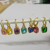 Colorful Oil Dropping Drop Earrings 925 Sterling Silver Enamel Ear Buckle