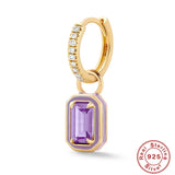 Colorful Oil Dropping Drop Earrings 925 Sterling Silver Enamel Ear Buckle