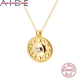 CZ 925 Silver Necklace Women Round Pendant Choker Bijoux Collar