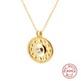 CZ 925 Silver Necklace Women Round Pendant Choker Bijoux Collar