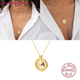 CZ 925 Silver Necklace Women Round Pendant Choker Bijoux Collar