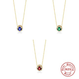 Red Zircon Pendant Necklace 925 Sterling Silver Women's Wedding Jewelry