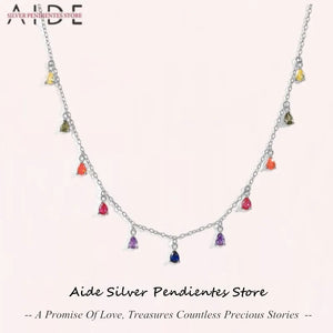 Colorful Diamond Chain Choker Necklace 925 Sterling Silver Jewelry