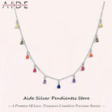 Colorful Diamond Chain Choker Necklace 925 Sterling Silver Jewelry