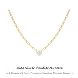 Colorful Zircon Heart Necklace 925 Sterling Silver Clavicle Necklaces