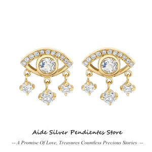 Evil Eye Zircon Pendant Earrings 925 Sterling Silver