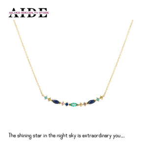 925 Silver Zircon Pendant Necklace Women 18k Clavicle Chain Jewelry