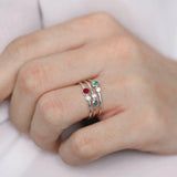 S925 Sterling Silver Wedding Rings For Women Green Stone Finger Ring