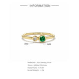 S925 Sterling Silver Wedding Rings For Women Green Stone Finger Ring