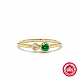 S925 Sterling Silver Wedding Rings For Women Green Stone Finger Ring