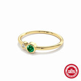 S925 Sterling Silver Wedding Rings For Women Green Stone Finger Ring