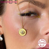 Eye Zircon Clavicle Chain 925 Sterling Silver Necklace For Women
