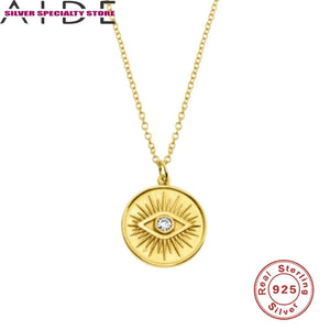 Eye Zircon Clavicle Chain 925 Sterling Silver Necklace For Women