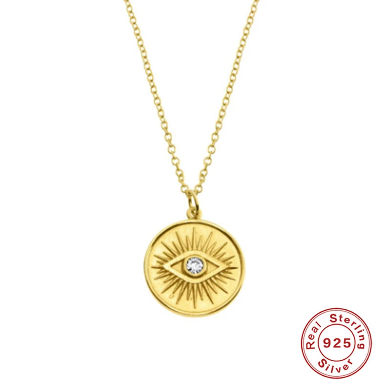 Eye Zircon Clavicle Chain 925 Sterling Silver Necklace For Women