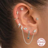 925 Silver Crown Zircon Mini Stud Earrings Women Brincos