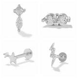 925 Silver Crown Zircon Mini Stud Earrings Women Brincos
