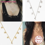 925 Silver Diamond Clavicle Chain Necklace