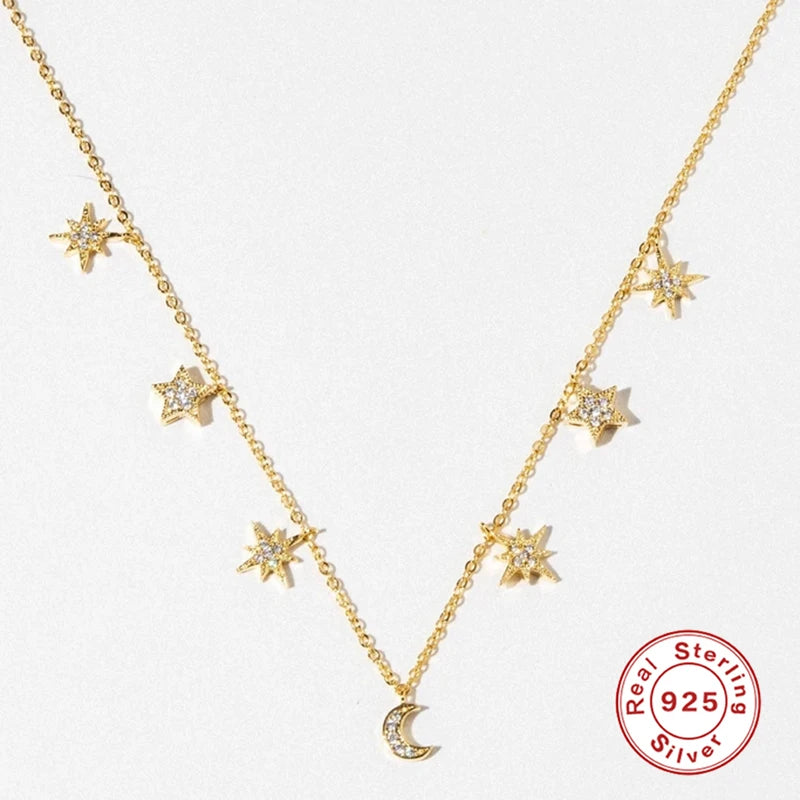 925 Silver Diamond Clavicle Chain Necklace