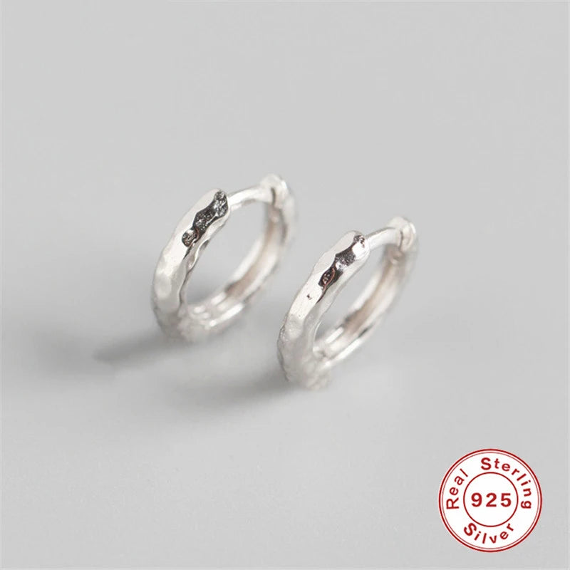 Silver Round Hoop Earrings 925 Sterling Silver Huggie Earrings