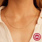 925 Sterling Silver Box Chain Necklace 18K Plated Choker