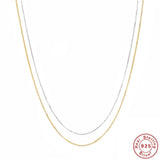 925 Sterling Silver Box Chain Necklace 18K Plated Choker
