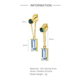 Geometric CZ Tassel Dangle Earring 925 Silver Birthday Gift Women's Earring