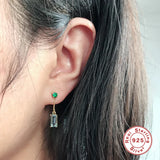 Geometric CZ Tassel Dangle Earring 925 Silver Birthday Gift Women's Earring