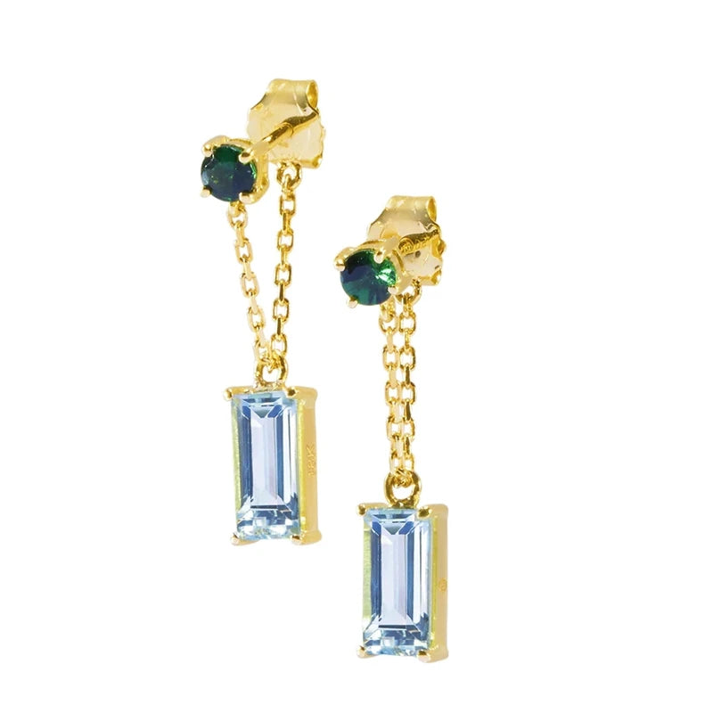 Geometric CZ Tassel Dangle Earring 925 Silver Birthday Gift Women's Earring