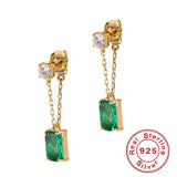 Geometric CZ Tassel Dangle Earring 925 Silver Birthday Gift Women's Earring