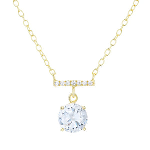 Geometric Crystal Wedding Pendant Necklace 925 Sterling Silver