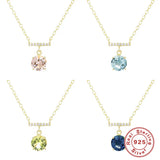 Geometric Crystal Wedding Pendant Necklace 925 Sterling Silver