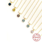 Geometric Crystal Wedding Pendant Necklace 925 Sterling Silver