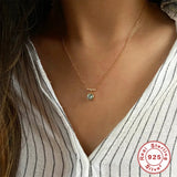 Geometric Crystal Wedding Pendant Necklace 925 Sterling Silver