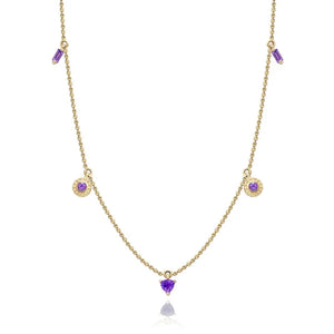 Delicate Purple Crystal Necklace 925 Silver 18K Plated for Women Girl